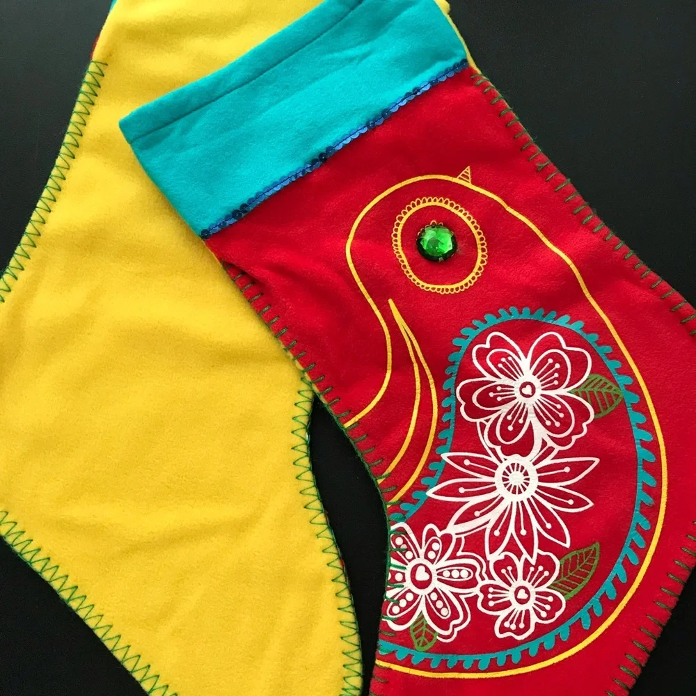 Two Christmas Stockings - Paisley Birds - Picture 2 of 2